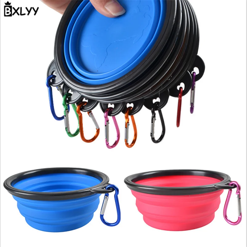 

BXLYY 1pc New Black Side Foldable with Carabiner Silicone Dog Pot Puppies Cat Bowl Out of The Kettle Food Bowl Pet Supplies.8z