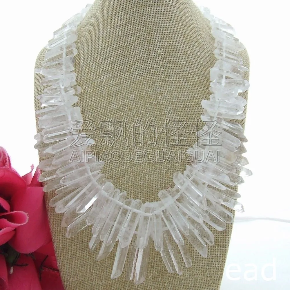 

N091008 21" 2Strands White Crystal Necklace