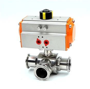 

1-1/2" Sanitary T-Port Pneumatic Ball Valve Tri-Clamp Quick Ferrule Stainless Steel 304 3-Way DN38