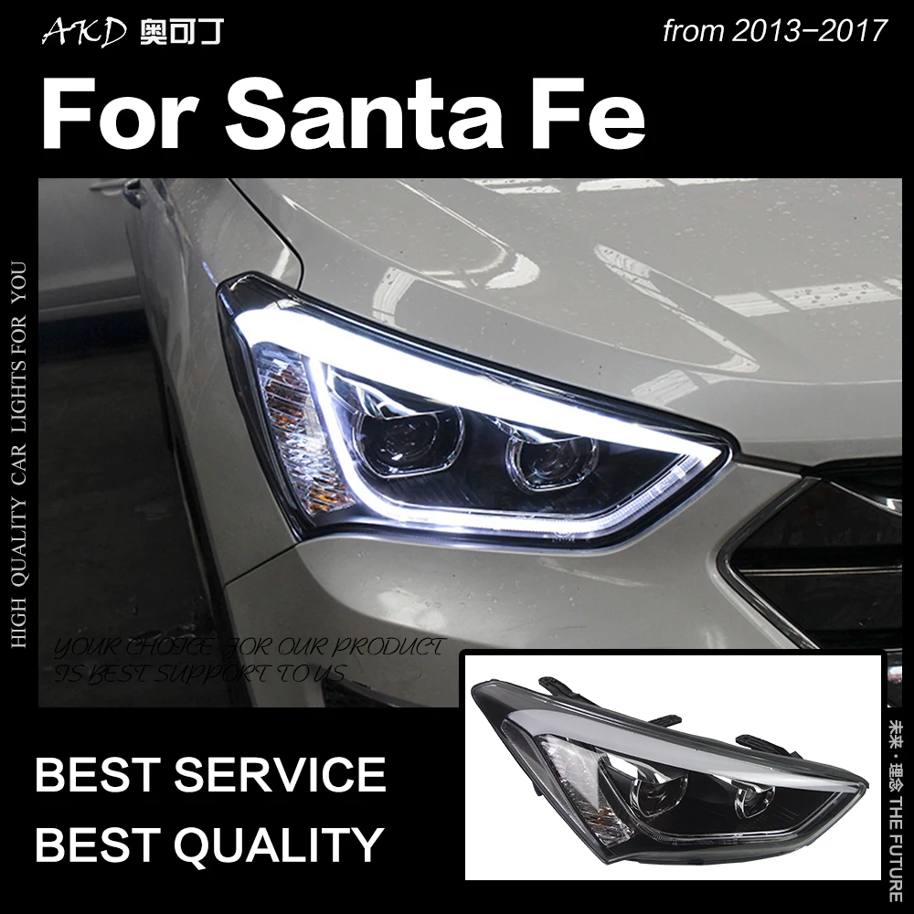  AKD Car Styling Head Lamp for Hyundai IX45 Headlights 2013-2016 New Santa Fe LED Headlight DRL Hid  - 32921415529