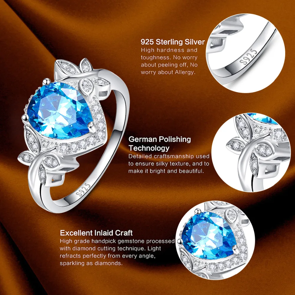J.C Sapphire Blue Topaz кулон кольцо и серьги из серебра 925 пробы ювелирный набор|jewelry sets|ring