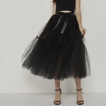 

Layers 85cm Long Tulle Skirts Womens Pleated Skirt Fashion Wedding Bridal Bridesmaid Princess Skirt Gothic High Waist Skirt Jupe