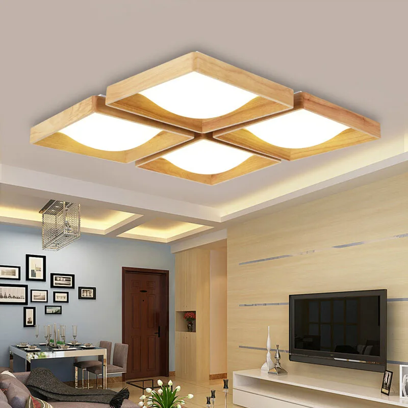 

modern OAK Wood led ceiling lights for Living room foyer bedroom lamparas de techo luminaria teto