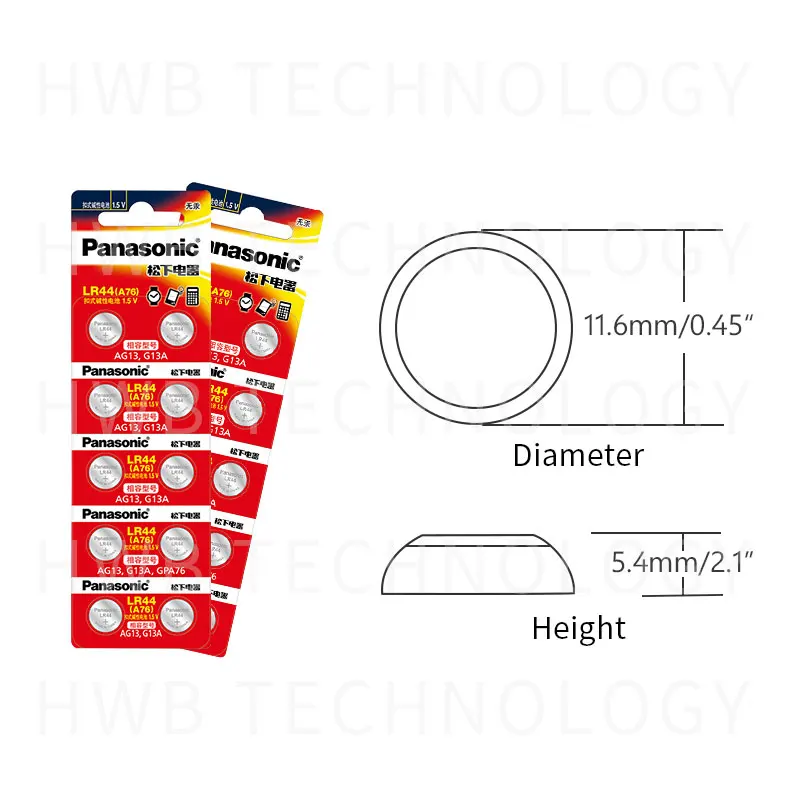 10 шт. PANASONIC LR44 A76 AG13 0% Hg SR1154 357 LR 44 1 5 V батареи для калькулятора Hg|cell batteries|lr44 a76batteries
