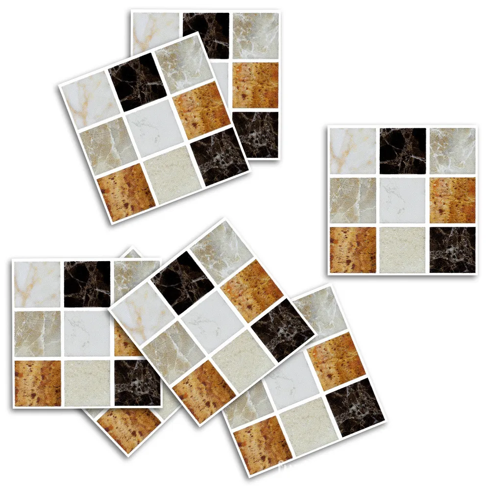 

18pcs Self Adhesive Waterproof Black Marble Mosaic Wall Art Kitchen Tile Sticker wall art decor for home interior room decoratio