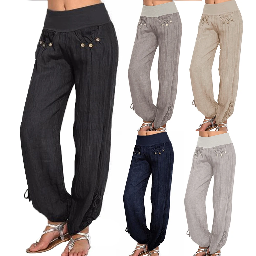 Laamei размера плюс, женские свободные штаны-шаровары, повседневные одноцветные штаны, повседневные брюки с высокой талией для женщин, pantalon femme