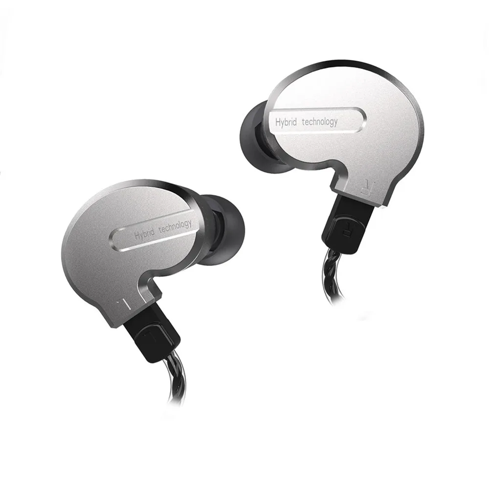 BQEYZ KB1 тройные наушники для водителей 1DD 3BA HiFi стерео в ухо металлический корпус съемный кабель - Цвет: Silver no mic