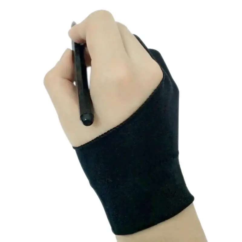 

Artist Drawing Glove Graphics Drawing Tablet Black 2 Finger Anti-fouling Sweatproof Both for Right/Left Hand Black Glove