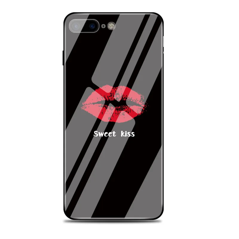 P Милое закаленное стекло для iPhone XS Max XR X 8 7 6 6s Plus KISS ME Heart защитная задняя крышка для телефона - Цвет: P