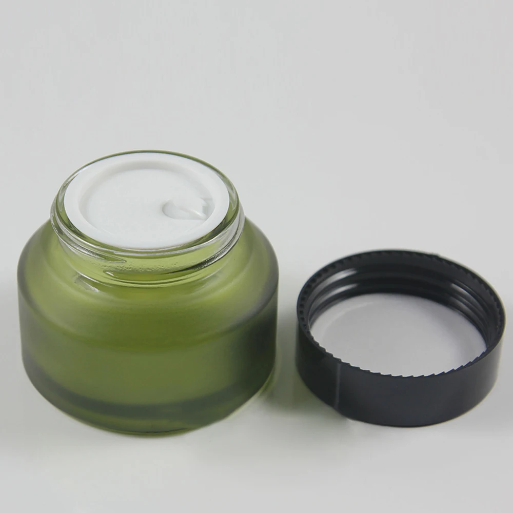 30-pezzi-all'ingrosso-50g-vasetto-di-crema-in-vetro-smerigliato-verde-oliva-con-coperchio-in-alluminio-nero-vaso-cosmetico-in-vetro-da-50g-per-maschera-o-crema-per-gli-occhi