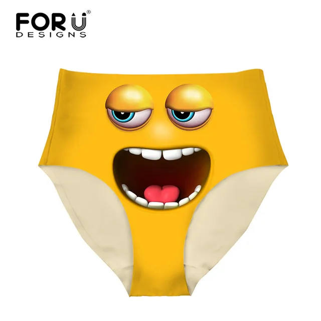 FORUDESIGNS Sexy Women Panties Seamless Underwear 3D Funny Emoji Face