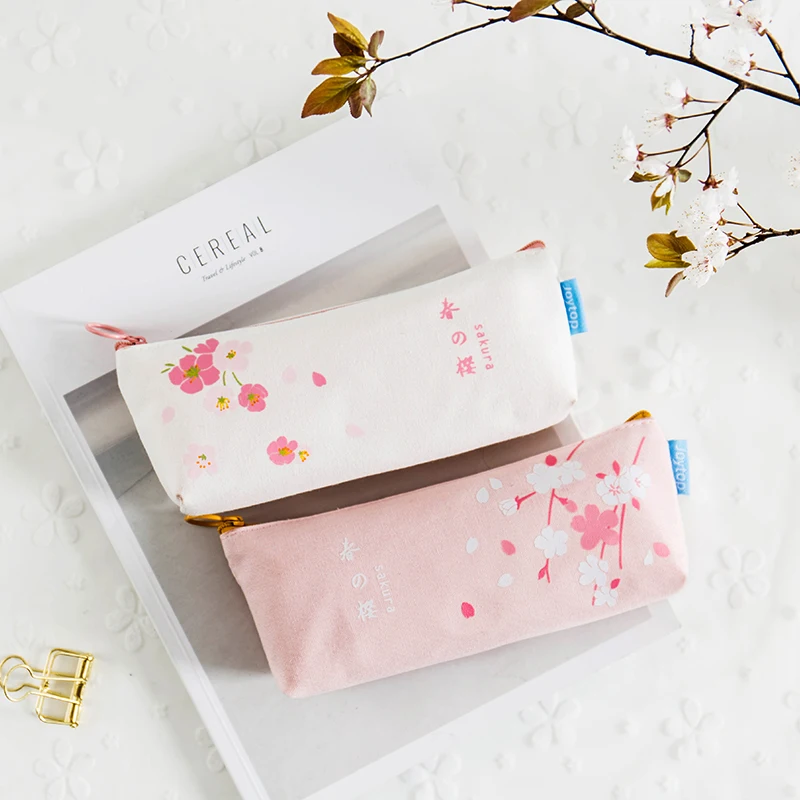 

Japanese Sakura Series Pencil Case Cute Pen Bag Kawaii Stationery Pouch School Stationery 4 Colors Zipper Pencil Holder Bag Gift