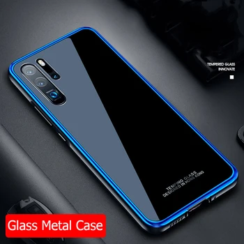 

For Huawei P30 Pro Case Luxury Tempered Glass Cover Aviation Metal Frame For Huawei P30 Phone Case