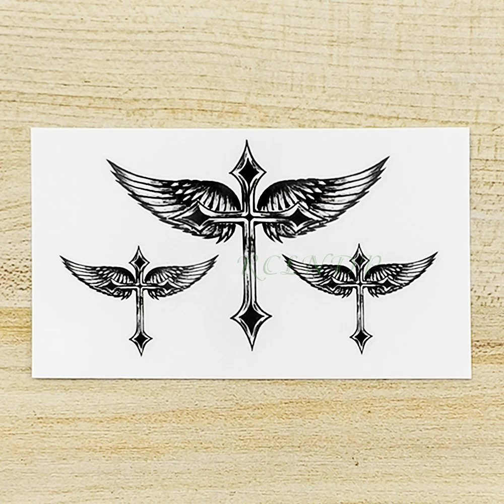Tatouage Croix Aile D Ange Signification Autocollants De Tatouage Temporaire Imperméable, Faux Tatouage Flash, Ailes  D'ange Croisées, Cou, Main, Dos, Pied, Pour Filles, Femmes, Hommes, Enfants  - Tatouages Éphémères - AliExpress
