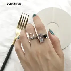 ZJSVER корейский ювелирные изделия кольцо из стерлингового серебра 925 хип хоп Стиль Серебряный цирконовая жемчужина Регулируемый для женщин
