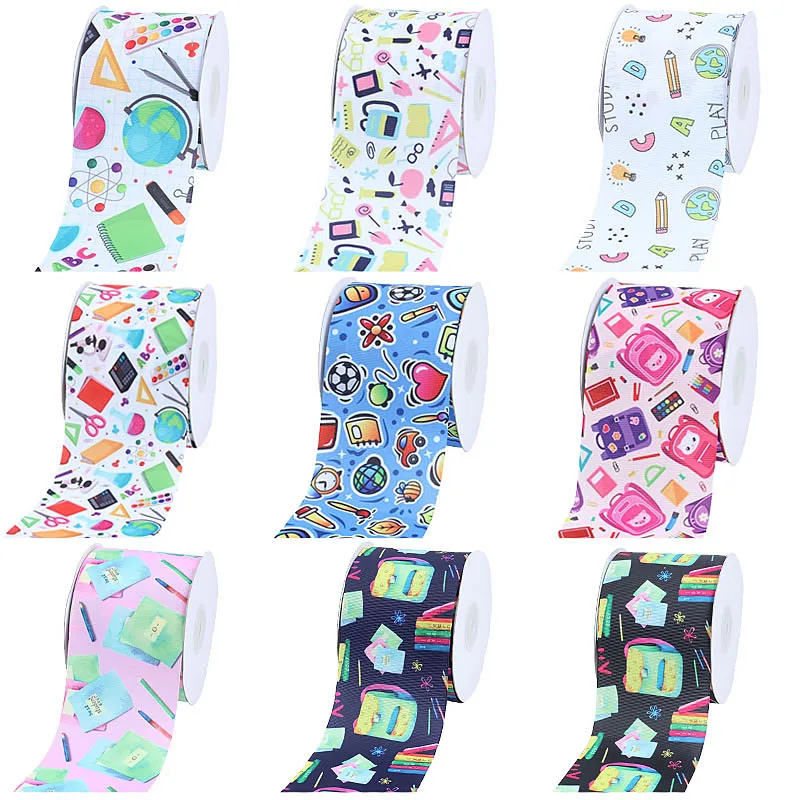 

(50 yards/lot) Kids DIY back to school cartoon ribbons
