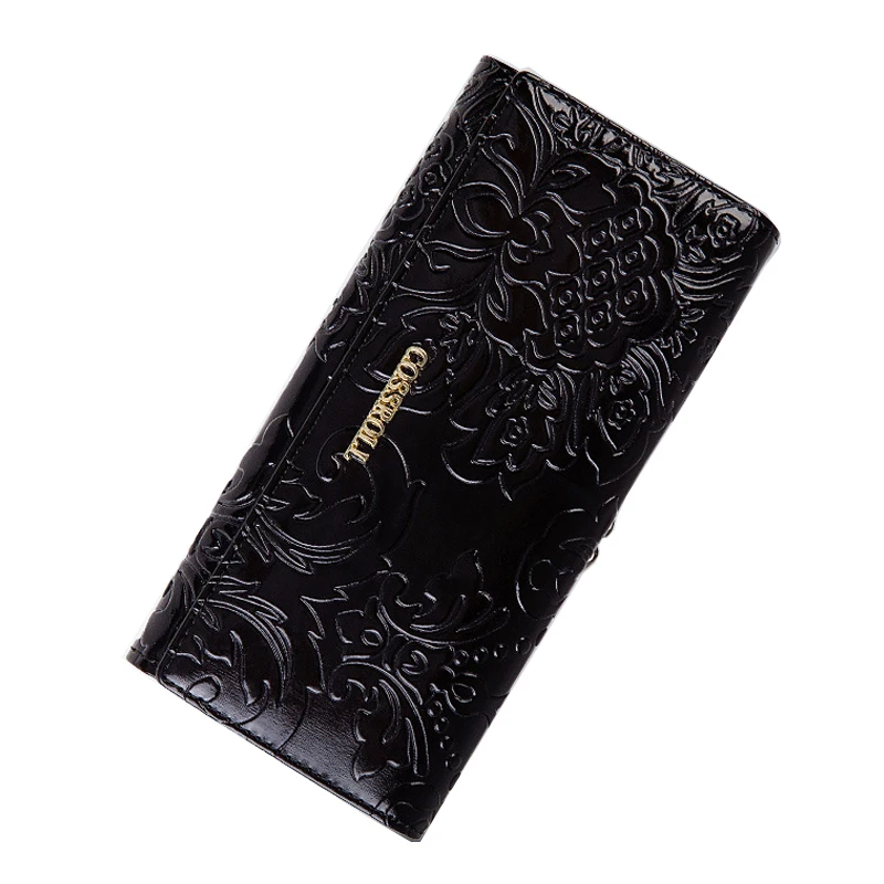 

2018 New Printing Floral Women's Wallet Retro Money Card Holder Female Genuine Leather Long Purses Ladies Vintage Flower Wallets