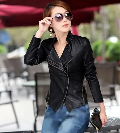 Pu Leather Biker Jacket Ladies 2015 Faux Soft Leather