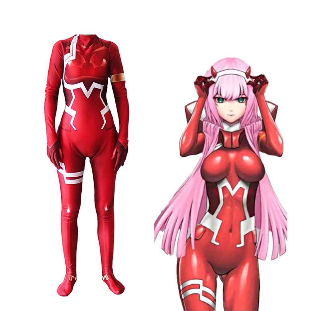 

Zero Two Darling in the Franxx 002 Cosplay Costume 3D Printed Lycra Spandex Halloween Catsuit Custom Made, Only Bodysuit