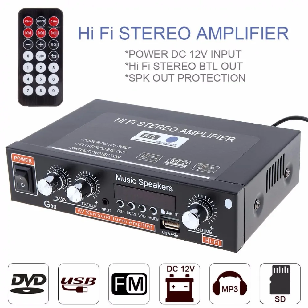Universal G30 HIFI Bluetooth Car Audio Power Amplifier FM