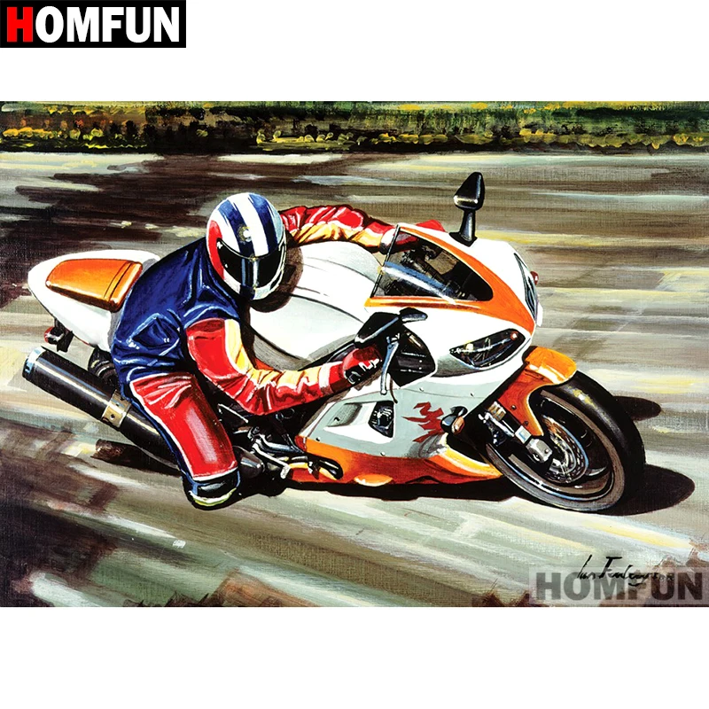 

HOMFUN Full Square/Round Drill 5D DIY Diamond Painting "Motorcycle rider" Embroidery Cross Stitch 5D Home Decor Gift A07123