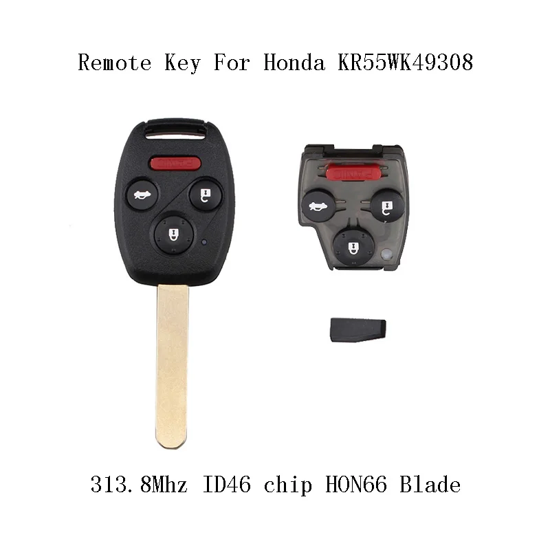 313.8 Mhz Complete Remote Key Replacement Uncut For Honda Accord 2008