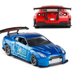 13,7 см 1:32 металлическое ведро сплава Nissan GT-R R35 гонки на дороге авто модели оттягивающаяся назад Модель литые автомобили игрушки F детей