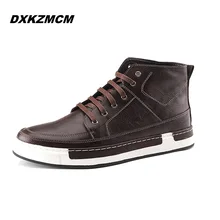 2016 Main Hommes Bottes hiver automne Hommes PU En Cuir Bottes Bullock Style Dentelle-Up Rétro Sculpté Bullock Bottes, hommes plat