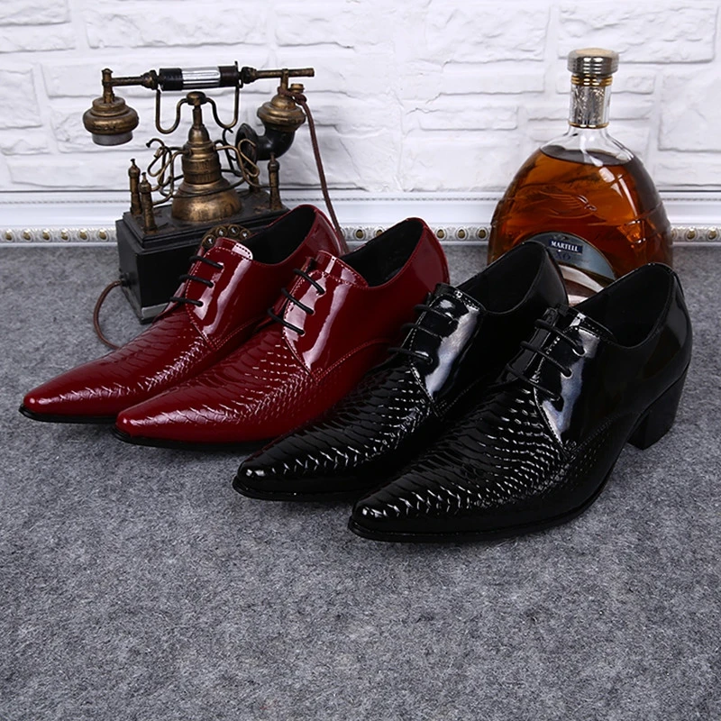 mens burgundy patent leather shoes