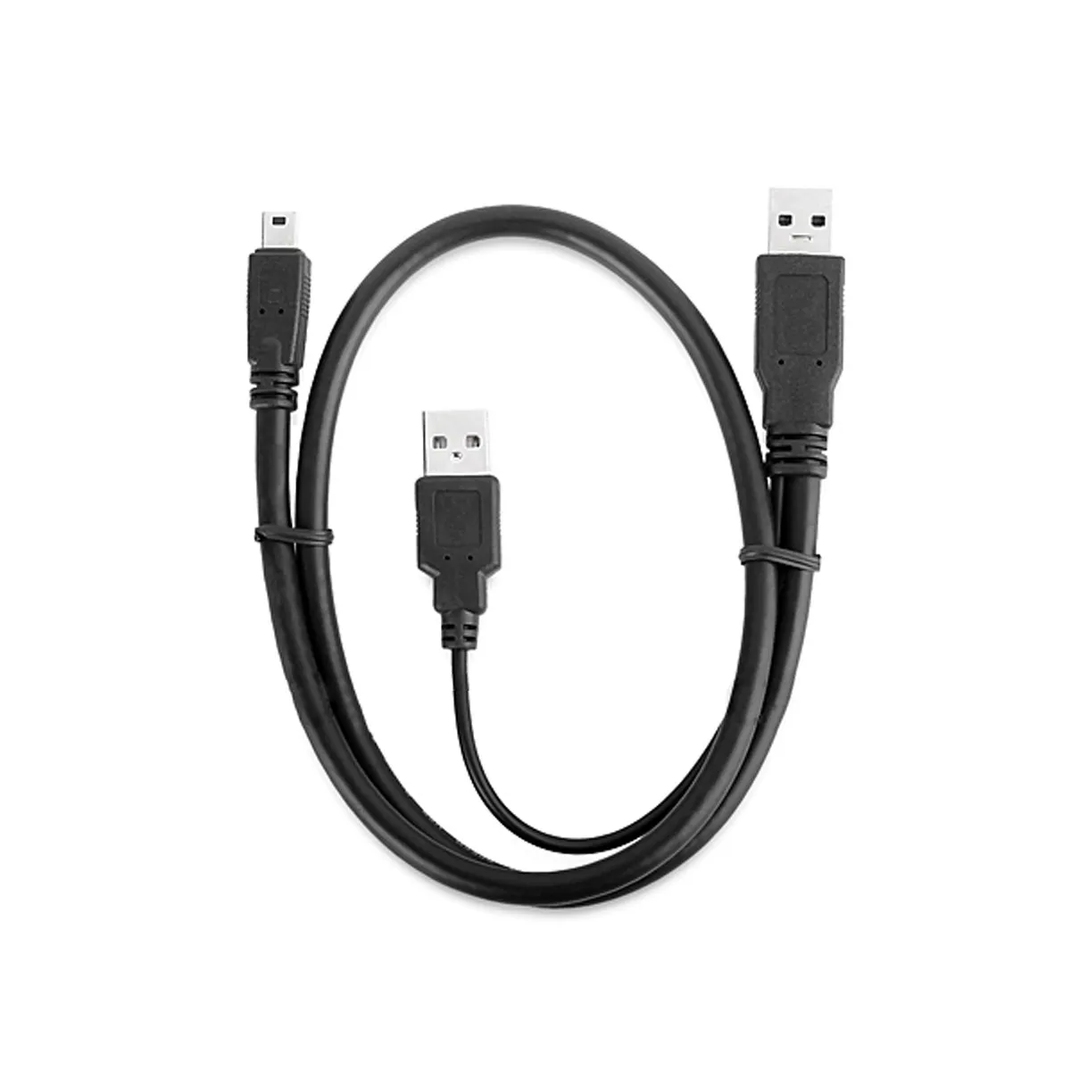 Mini USB 2.0 Dual USB With Power Supply Cable Male to Male Data Sync