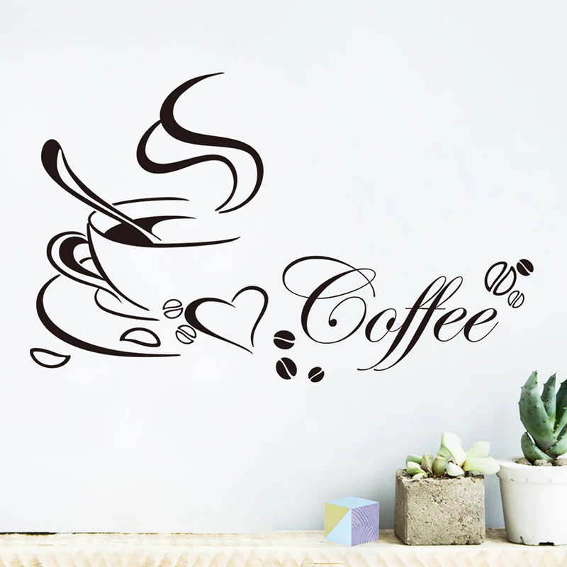 Creative Fragrant Coffee Decorative Wall Stickers Kitchen Dining Room Decor Home Decorations Living Room Vinyl Mural Art Decals