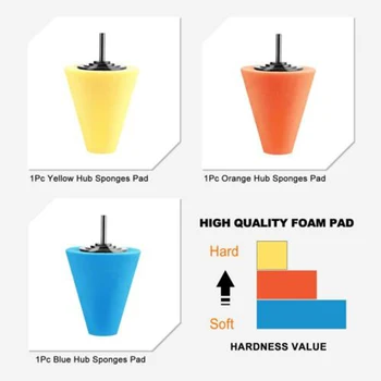 

Replacement Cone Polishing Pad Washable Length 85mm Sponge Cleaning Tool Drill Adapter Detachable Car