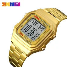 SKMEI Brand Hip Hop Stainless Steel Square Watch Men Luxury Sport Digital Watches Casual Business Wristwatches Relogio Masculino new 2016 watches men luxury brand watch skmei quartz digital men full steel wristwatches casual watch relogio masculino mujer