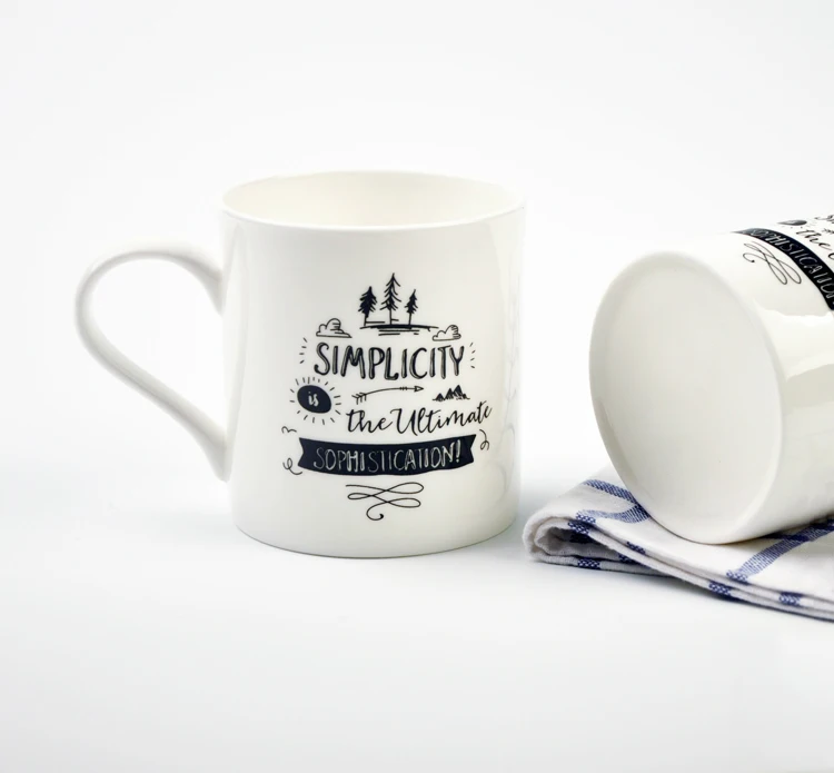 Fine Bone China Mug 350ml Brief White Porcelain Mugs Water Cup with Decal Food Grade Home Drinkware (5)
