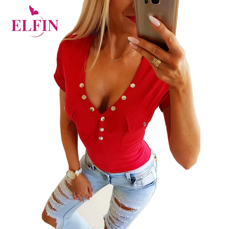 

Women Tshirt V Neck Casual T-shirt Short Sleeve Solid Harajuku Tee Shirt Femme Summer Slim Fit SJ2959R