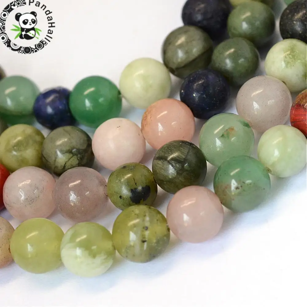 47pc/strand 5 Strands Natural Mixed Stone Round Bead Strands For DIY