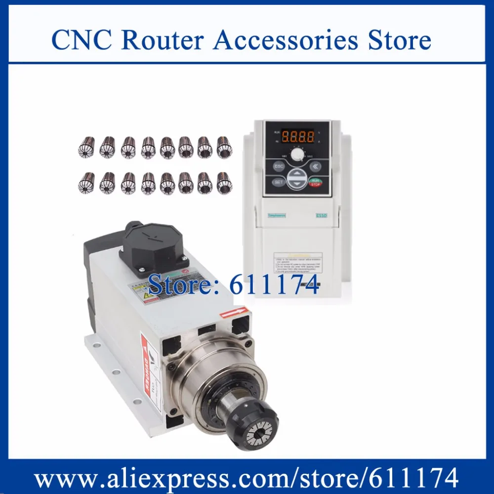 

Flange square shape spindle motor 4.5KW ER32 18000RPM air cooled spindle motor + Frequencty VFD inverter + ER32 Collect 2-20mm