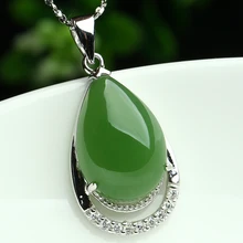 Подлинная нефрита кулон с 925 Серебряный Цепочки и ожерелья подвеска Природный шпинат зеленый и Тянь BIYU, самые популярные новые