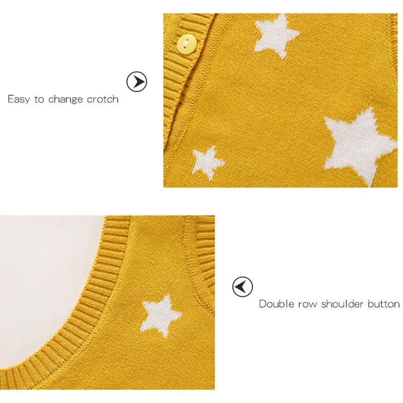 Stars Baby Sweater Vest Infant Kids Boys Girls Round Collar Button Closure Knit Outfit Coat Cotton Soft Comfortable for Spring (5)
