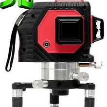 Перезаряжаемая 12 линий 3D 635nm лазерный уровень 360 роторный корсс красная лазерная линия