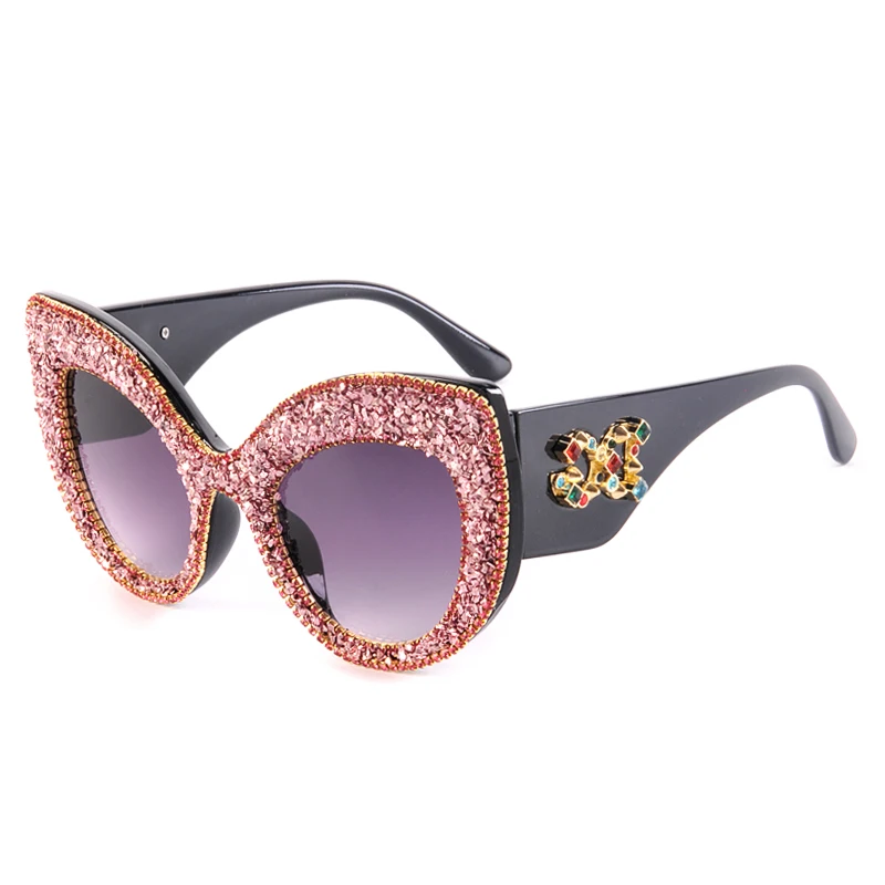 Fashion Brand Cat Eye Luxury Sunglasses Woman Shades Mirror Female Rhinestone Sun Glasses For Female Coating Gafas UV400