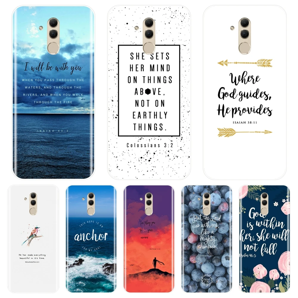 Силиконовый чехол для телефона Huawei Mate 20 10 9 Pro Bible Verse Quotes Text Flower мягкая задняя
