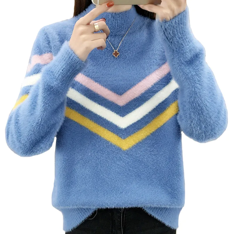 Женский вязаный свитер с высоким воротом длинными рукавами модель L67 Осень-зима