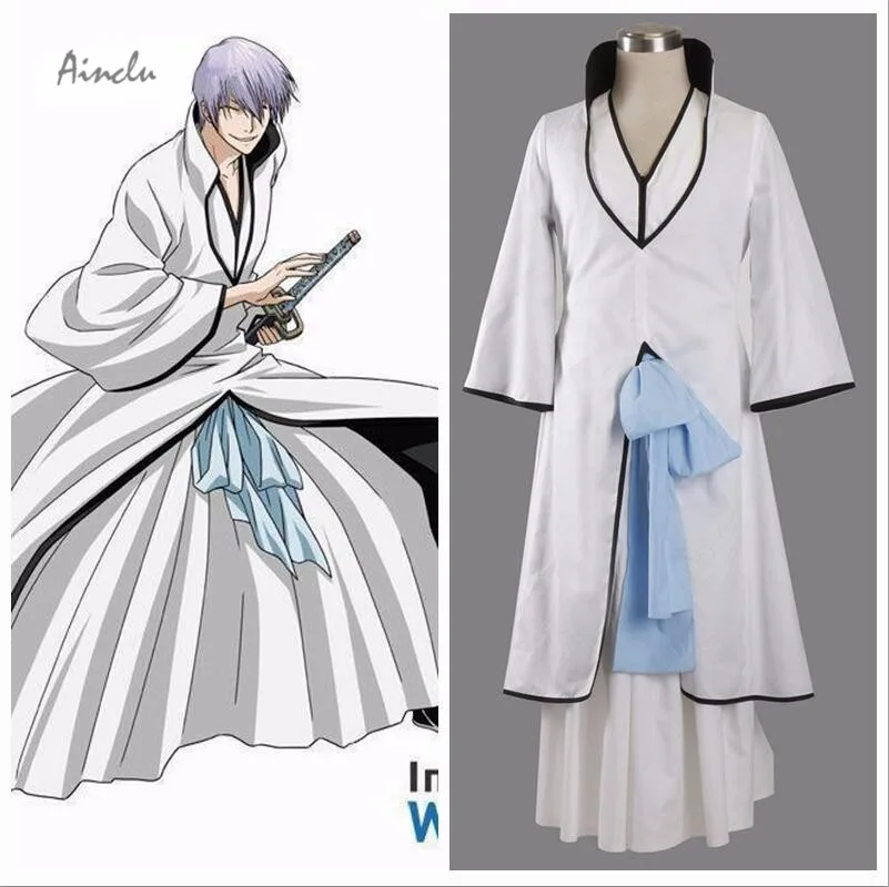 Ainclu Free Shipping Bleach ichimaru gin Cosplay Costume for Halloween