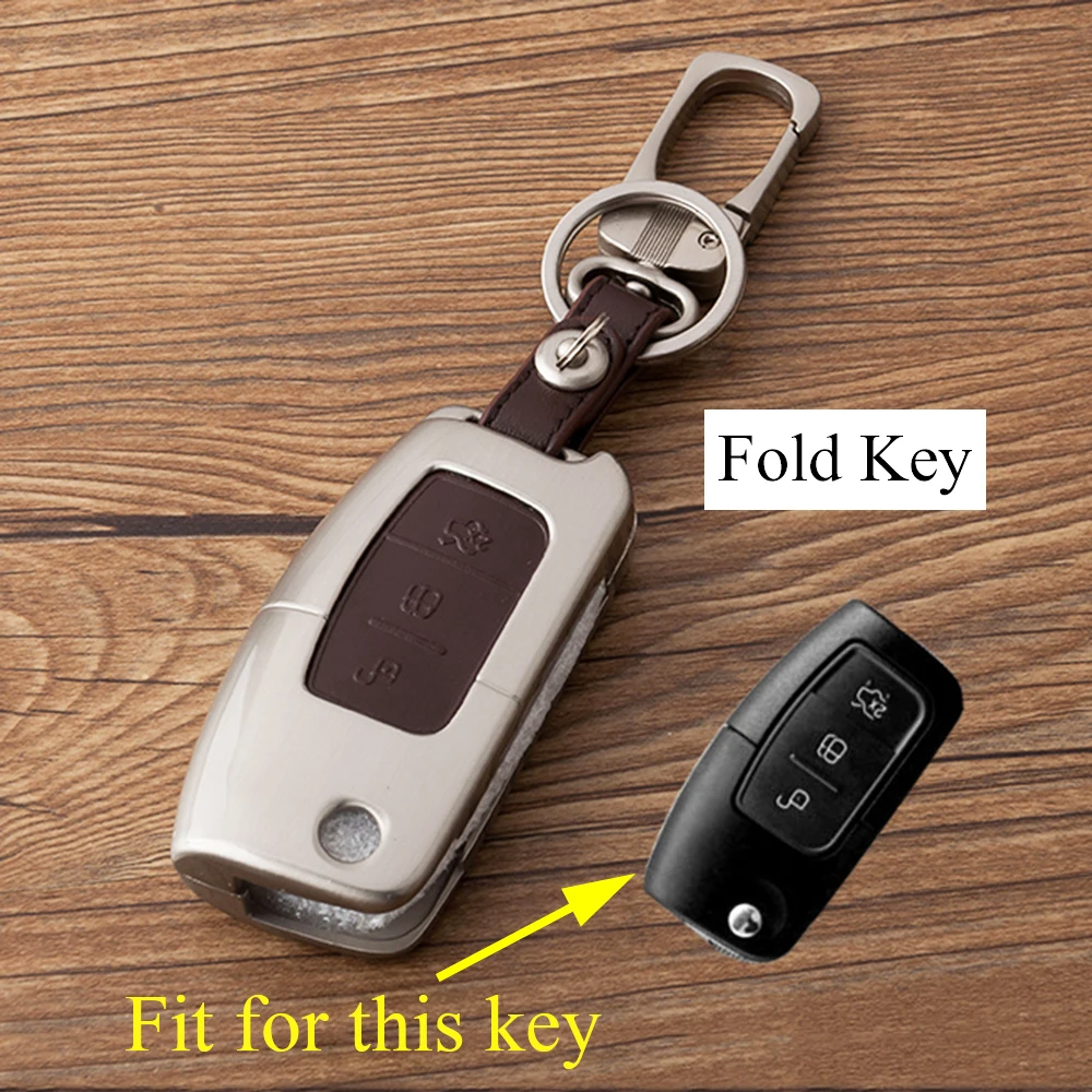 

Alloy 3 Button Key Bag Holder Shell Pack Case Box Fob Ring Cover Trim Fit For Ford Fiesta Focus 2012-2014 Parts Accessories