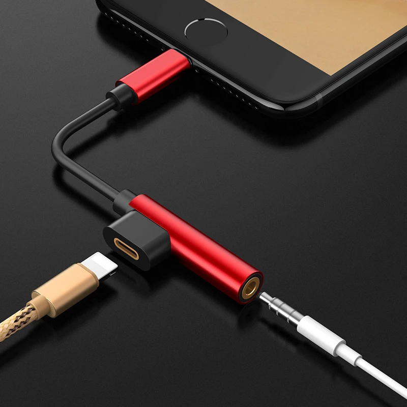 LINGCHEN 2 in 1 Charge Audio 3 5mm Jack Audio Charging Adapter to Earphone Headphone For iPhone Xs Max Xr X 8 7 Plus