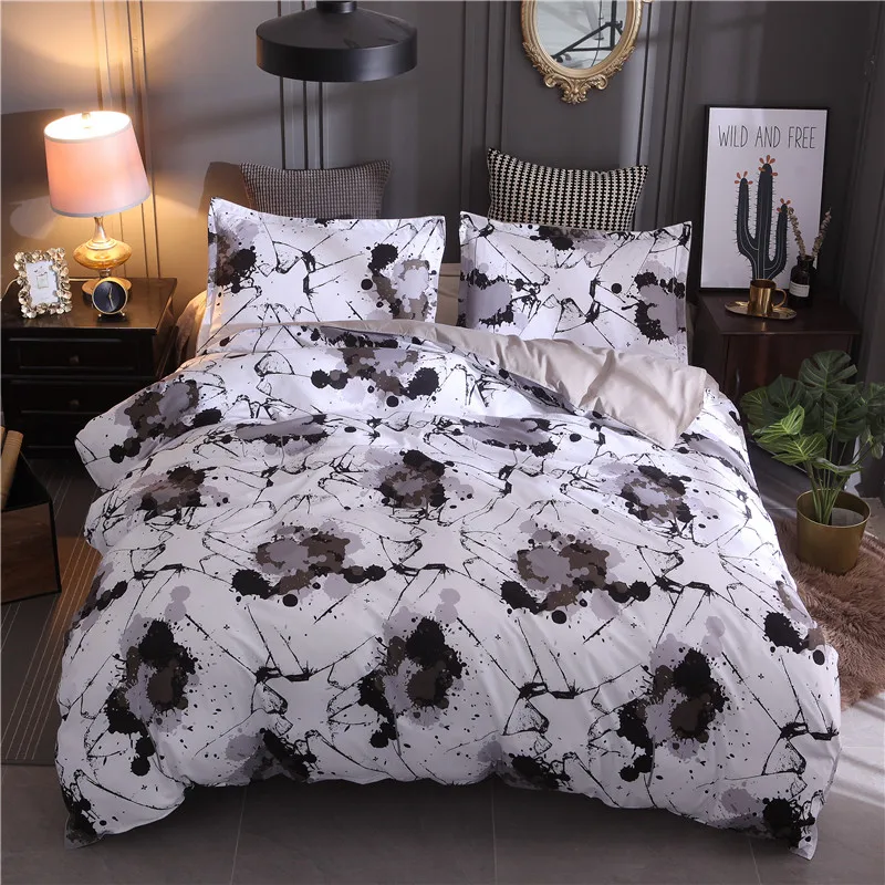 

Modern Watercolor Stripe Printing Linen Bedding Set Duvet Cover Pillowcase Set Quilt Cover Queen King Size