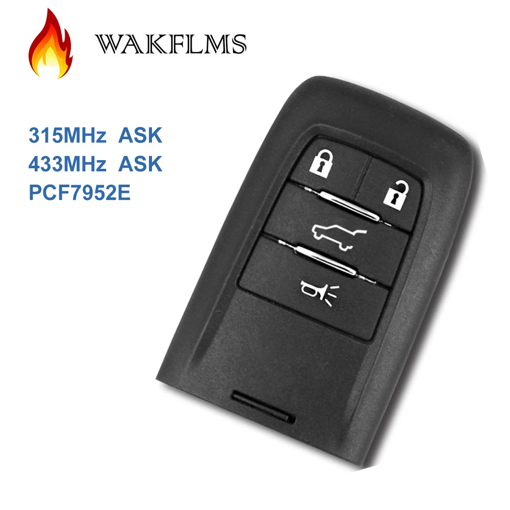 

OEM 4 Buttons 315MHz 433MHz PCF7952E Smart Key Automotive Keyless Entry Accessories Replacement For SAAB For CADILLAC