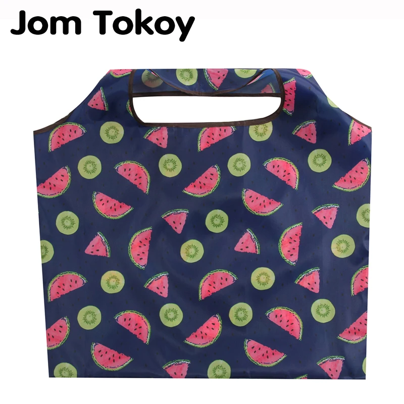 

Jomtokoy Watermelon Print New Shopping Bag Lady Foldable Oxford Cloth Reusable Fruit Grocery Pouch Recycle Organization Bag