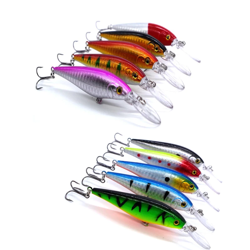 

Lot 10 pcs Fishing Lure Deep swim hard bait fish 10.5CM 9.5G artificial baits minnow fishing wobbler japan pesca